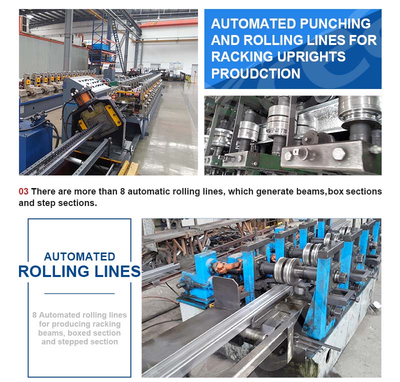 In-house automated powder coating line at Rack Pricing storage equipment factory