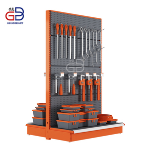 Heavy Duty Supermarket Tools Display Racks Metallic Perforated for Hanging Hardware Store Shelves Display
