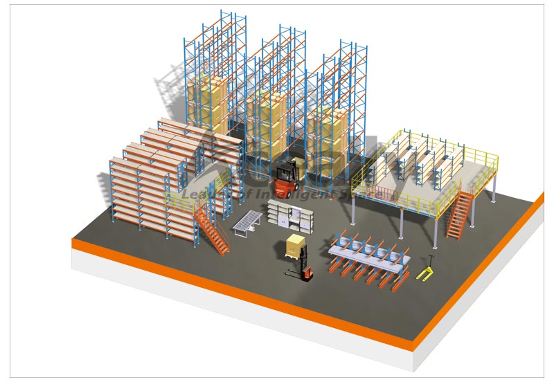 3D Architectural CAD Render of Pallet Racking System